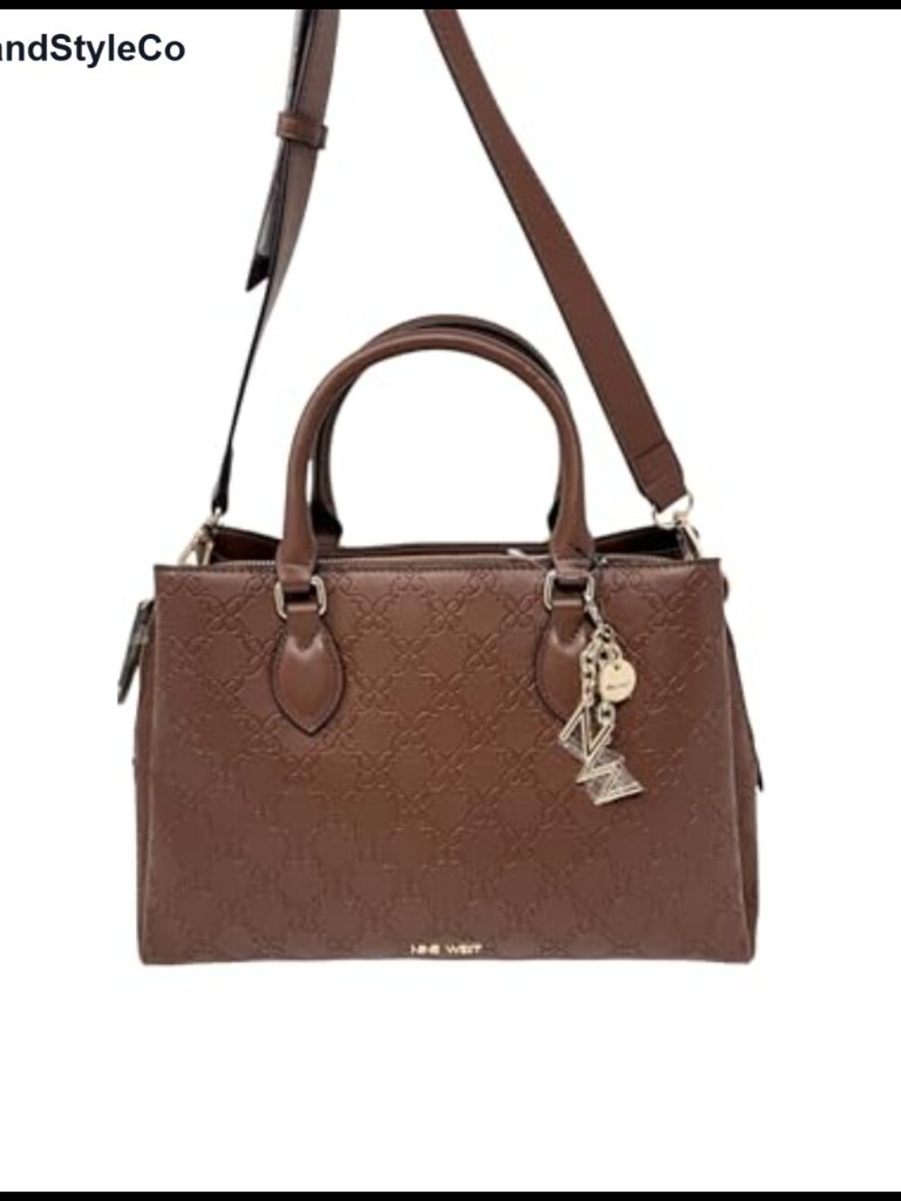 Faux Leather Satchel Medium Adjustable Shoulder Strap Zip Closure